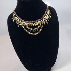 Silpada KR Vintage Hematite Bead Purple Faux Pearl Brass Necklace